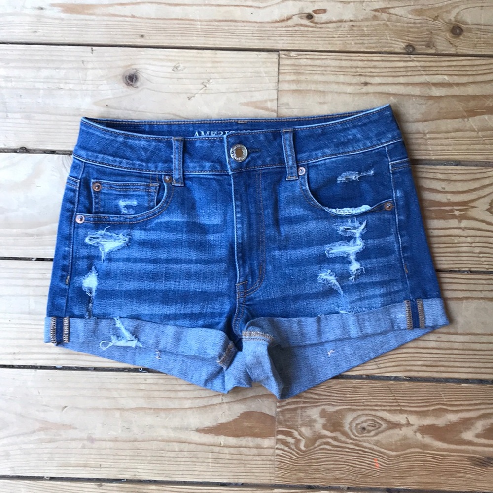 American Eagle hi-rise shortie jean shorts